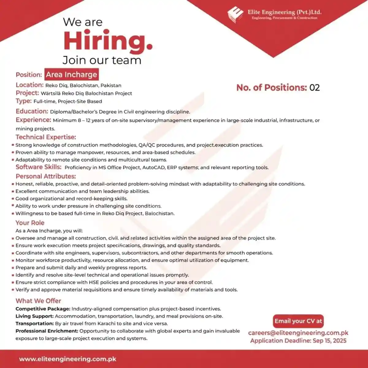 Elite Engineering Pvt Ltd Jobs August 2025 ad