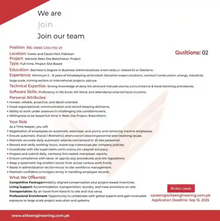 Elite Engineering Pvt Ltd Jobs August 2025 ad