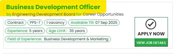 Engineering Development Board Business Development Officer Jobs 2025 Advertisement