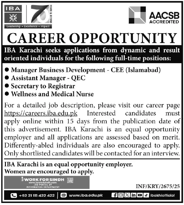 IBA Jobs 2025 Advertisement