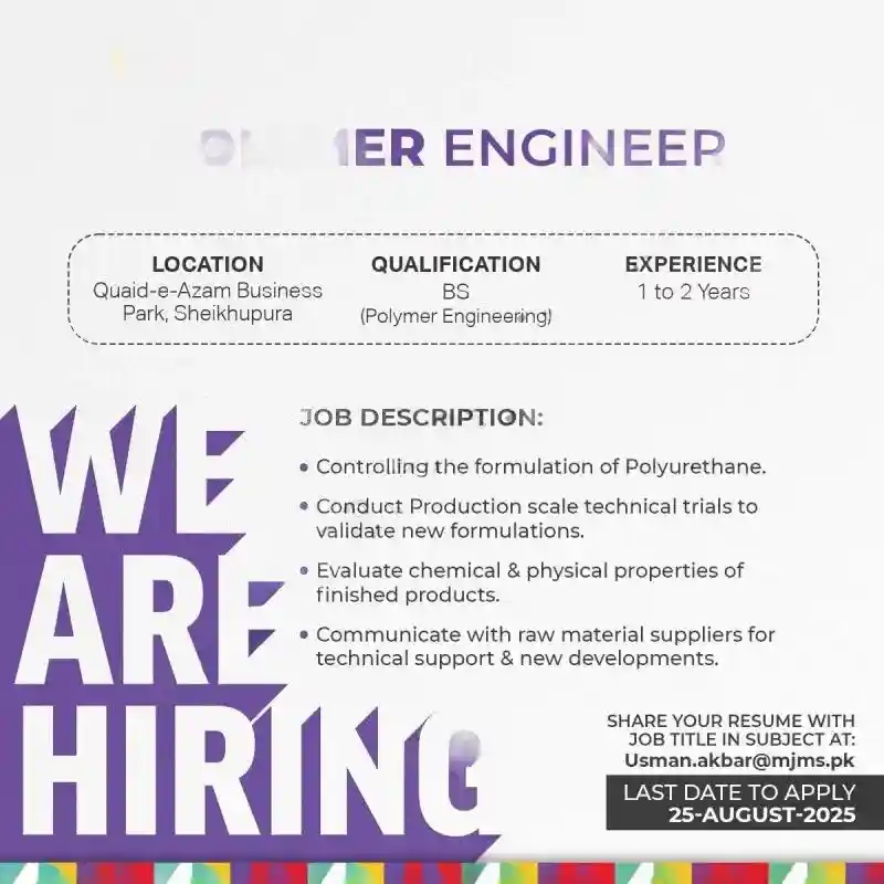 MJMS Pvt Ltd Jobs Polymer Engineer 2025 ad