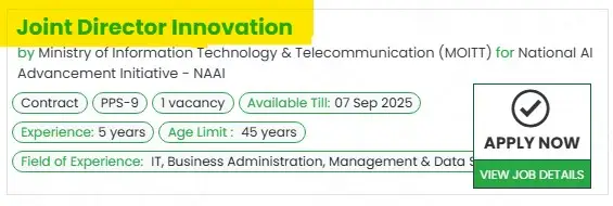 MOITT Joint Director Innovation Jobs 2025 Advertisement