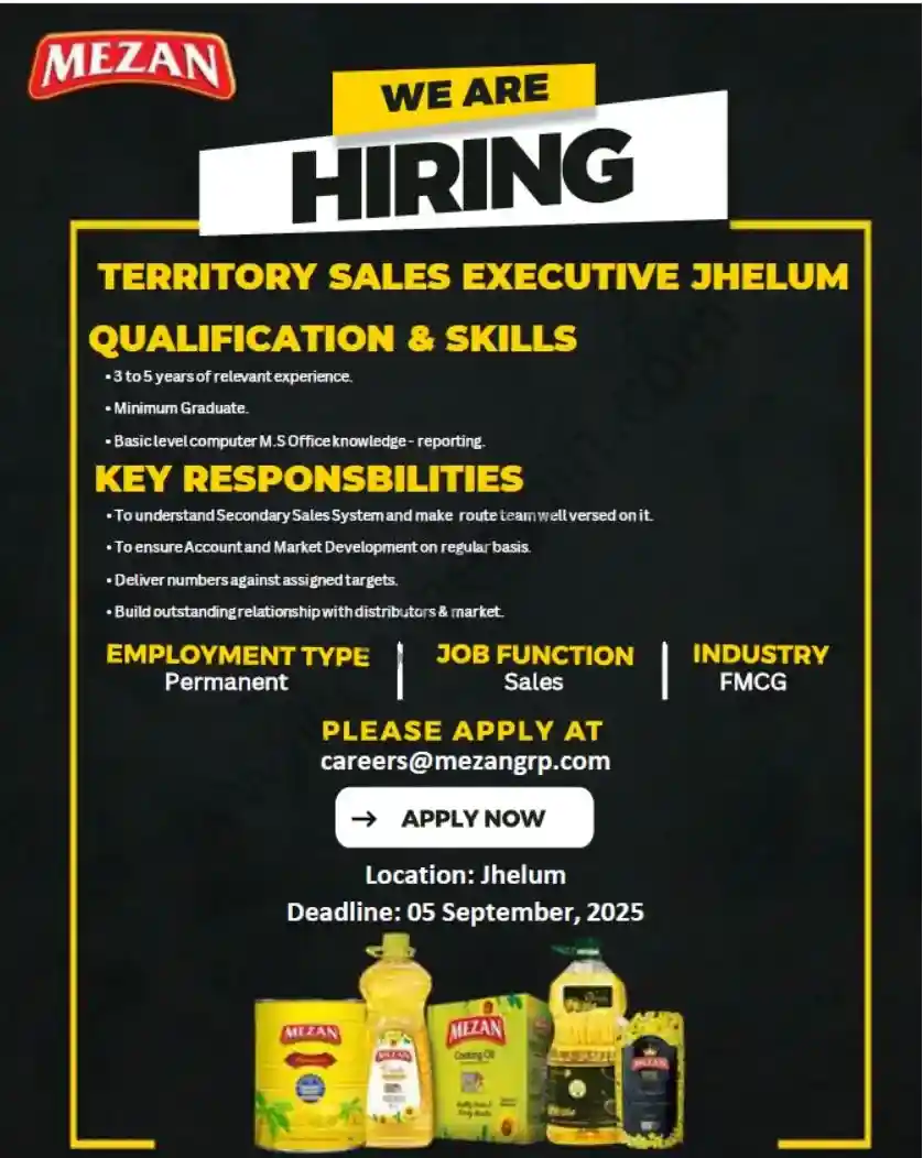 Mezan Oil & Ghee Jobs 2025 ad