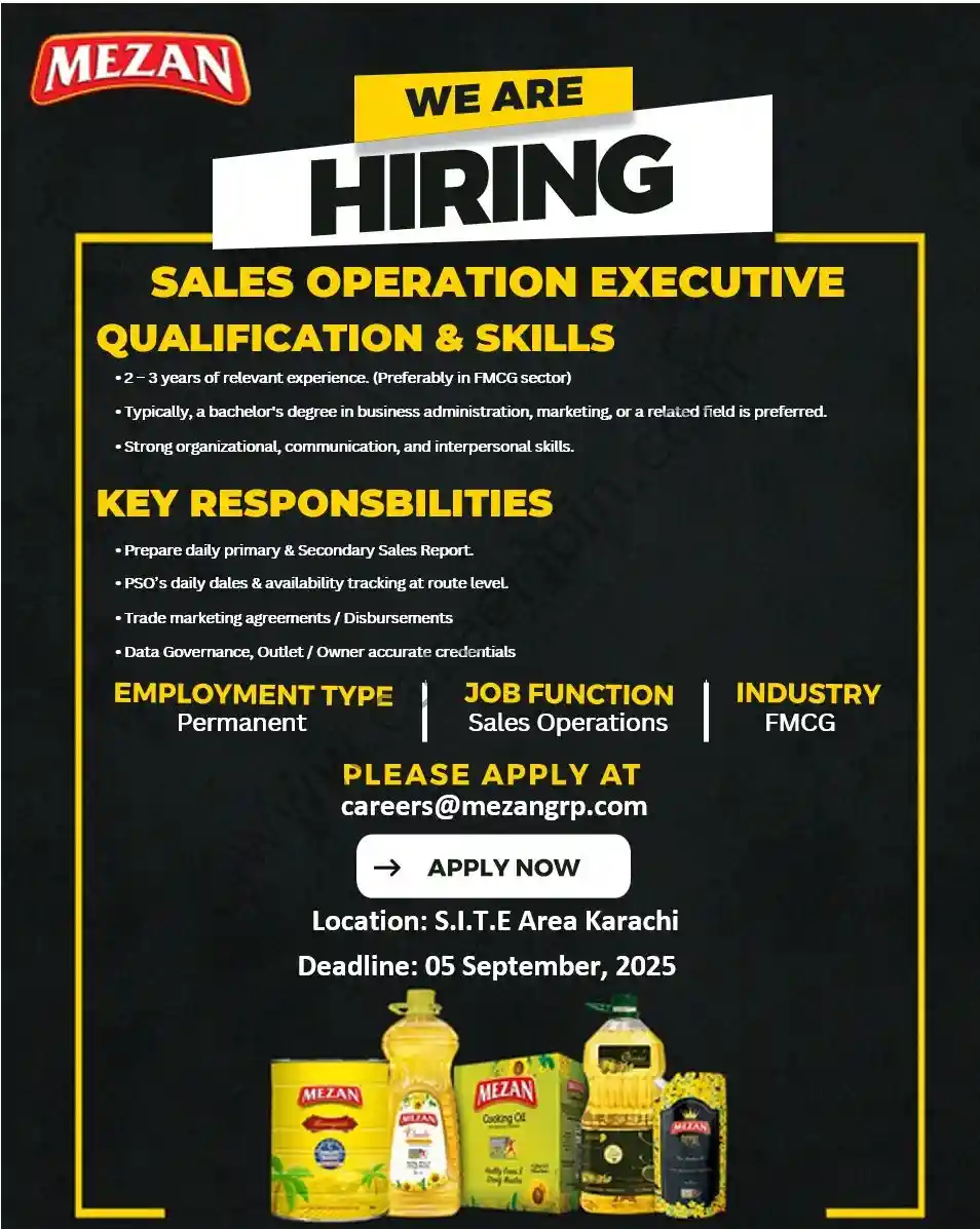Mezan Oil & Ghee Jobs 2025 ad