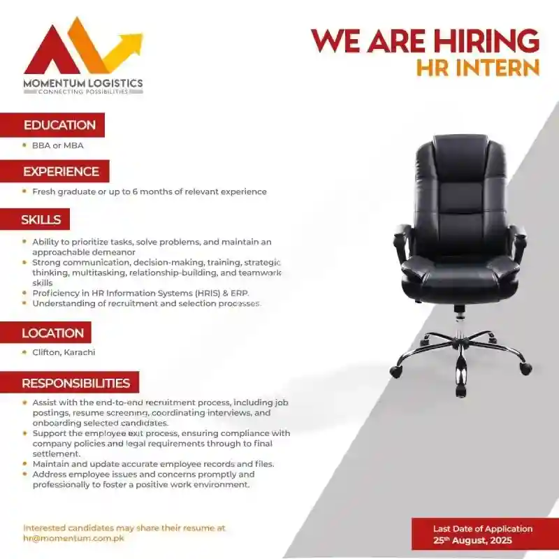 Momentum Logistics HR Internship August 2025 ad
