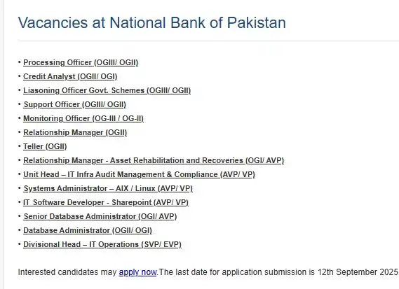 National Bank of Pakistan NBP Jobs in 2025 Advertisement