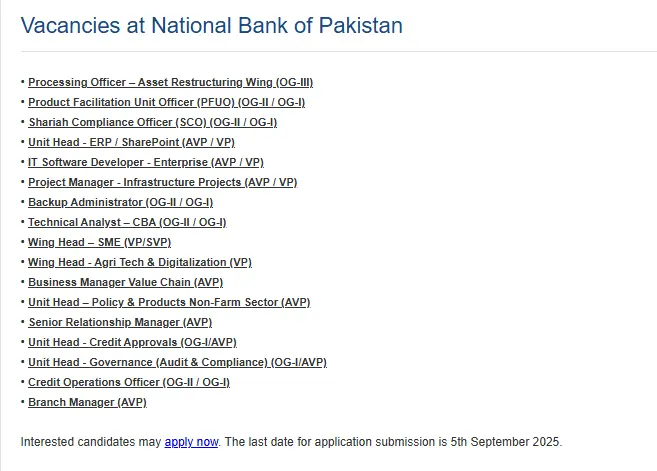 NBP Careers 2025 Advertisement