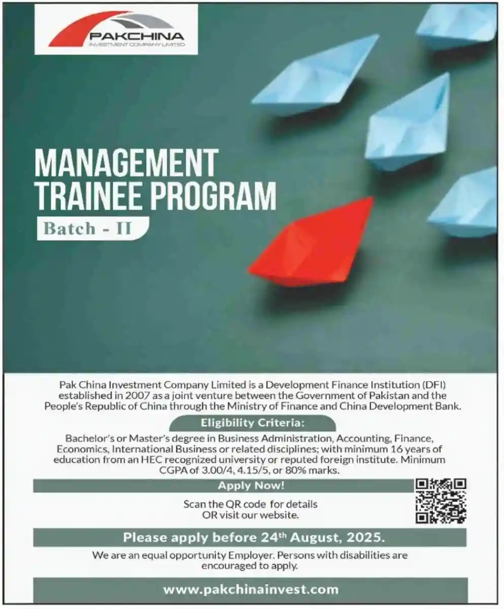 Pak China Investment Company Ltd Management Trainee Program 2025 ad