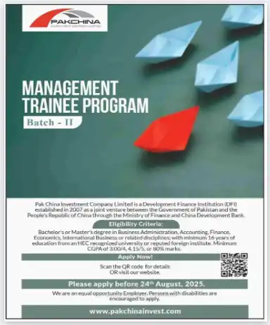 Pak China Investment Company Management Trainee Program 2025 Advertisement