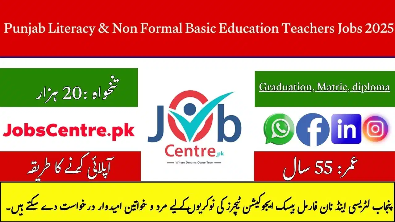 Punjab Literacy & Non Formal Basic Education Teachers Jobs 2025
