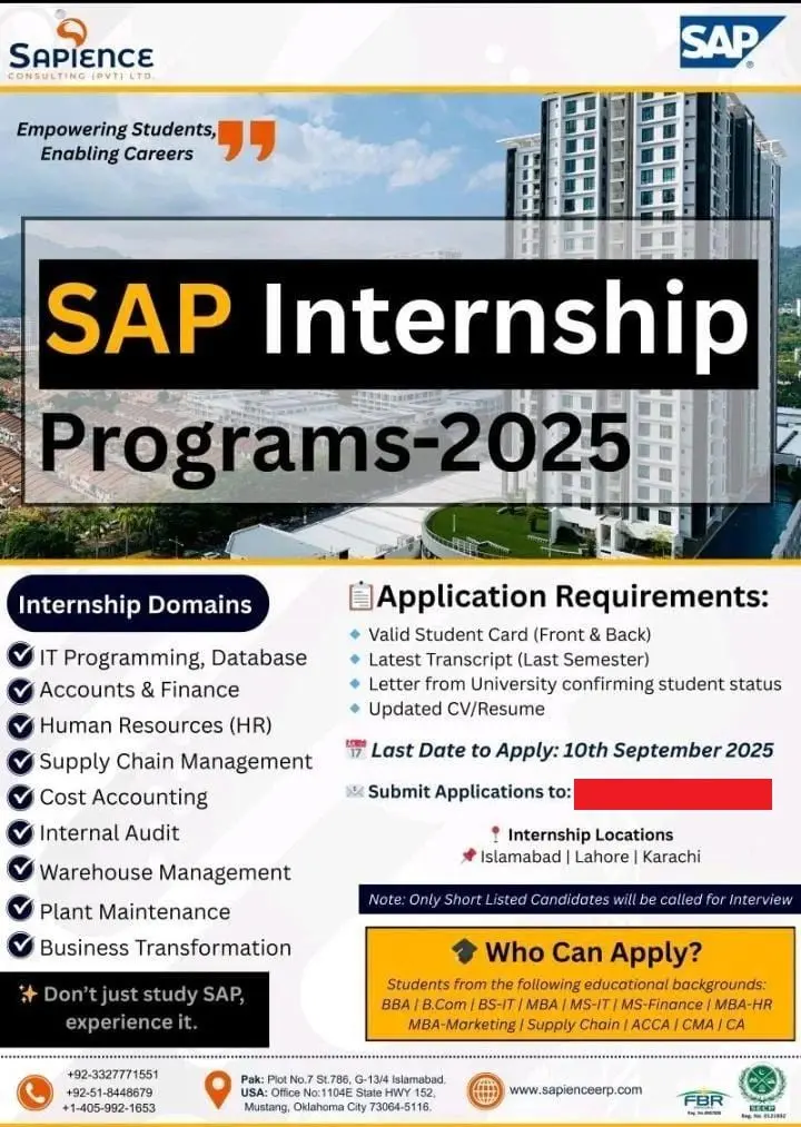 SAP Internship Program 2025 Advertisement