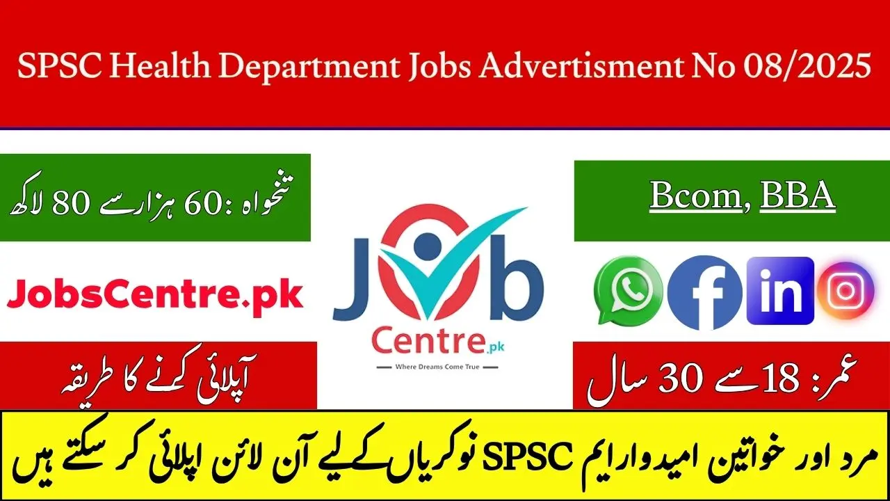 SPSC Health Department Jobs Advertisment No 08