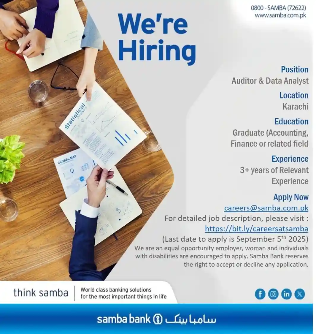 Samba Bank Limited Jobs 2025 ad