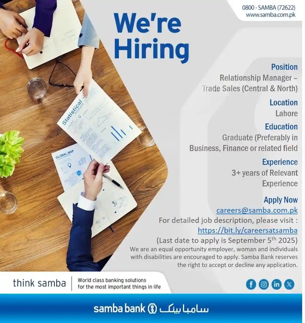 Samba Bank Limited Jobs 2025 ad