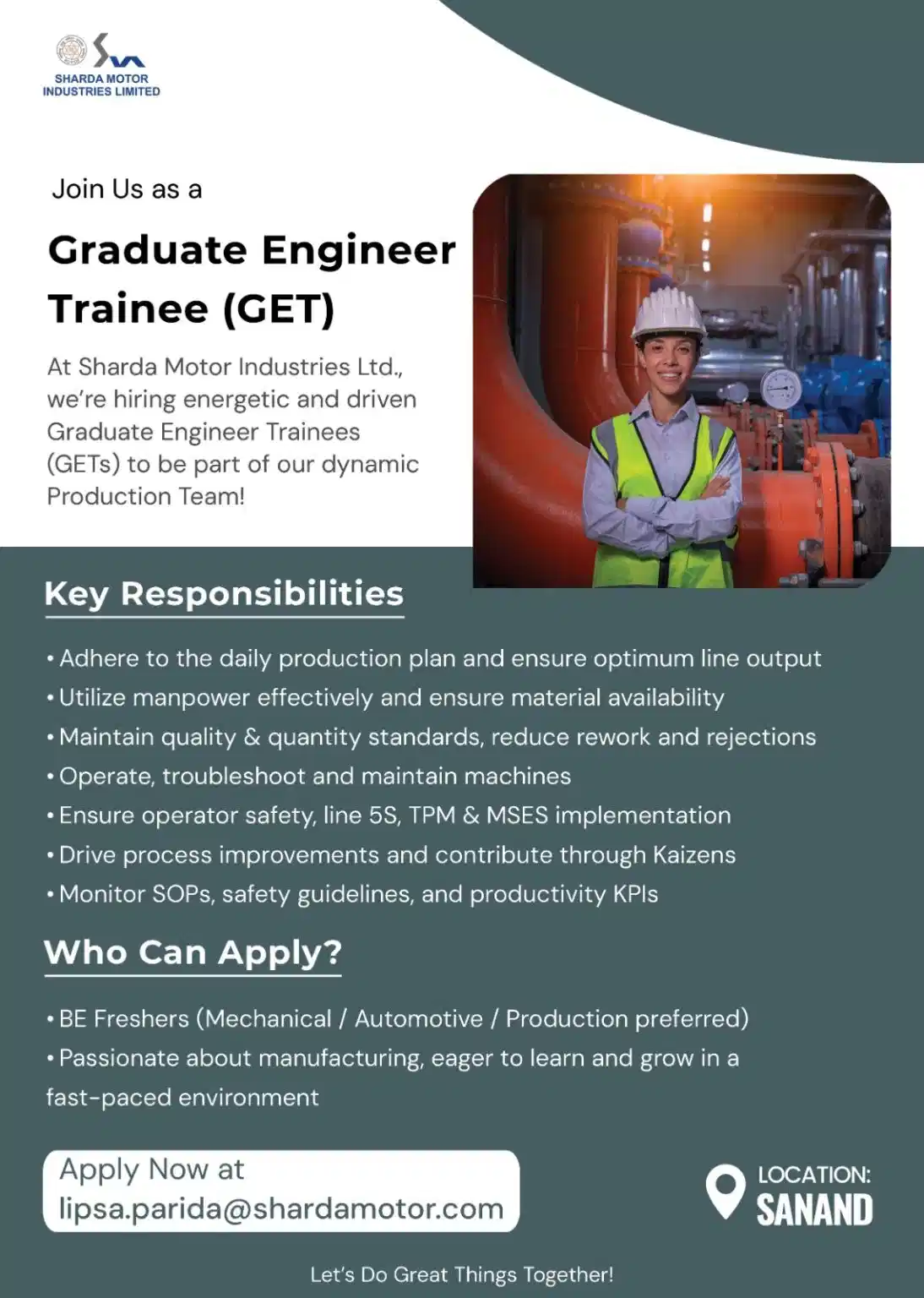 Sharda Motor Industries GET Jobs 2025 Advertisement