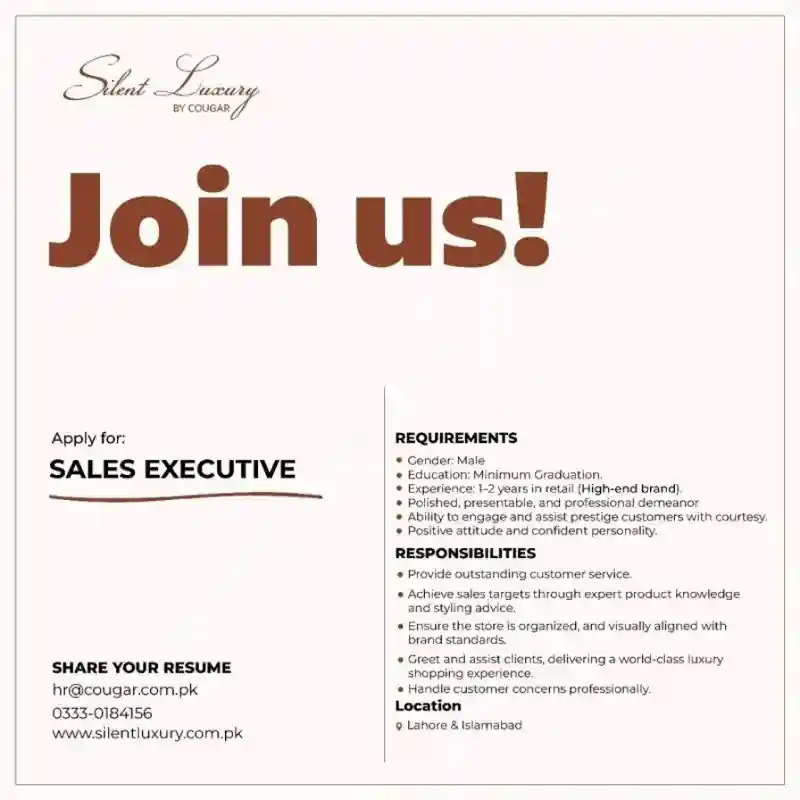 Silent Luxury By Cougar Jobs Sales Executive 2025 ad