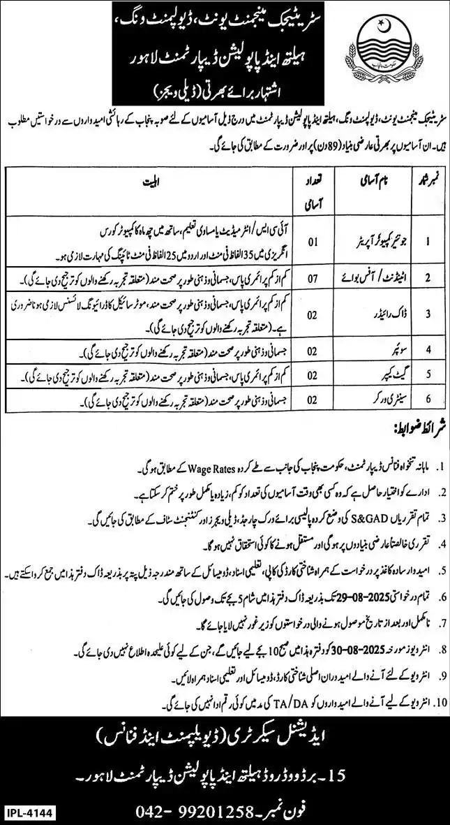 Strategic Management Unit Jobs 2025 Advertisement