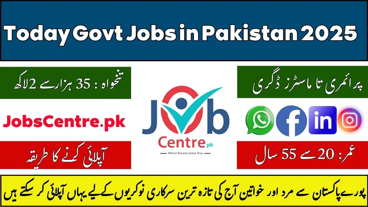 Today Govt Jobs in Pakistan