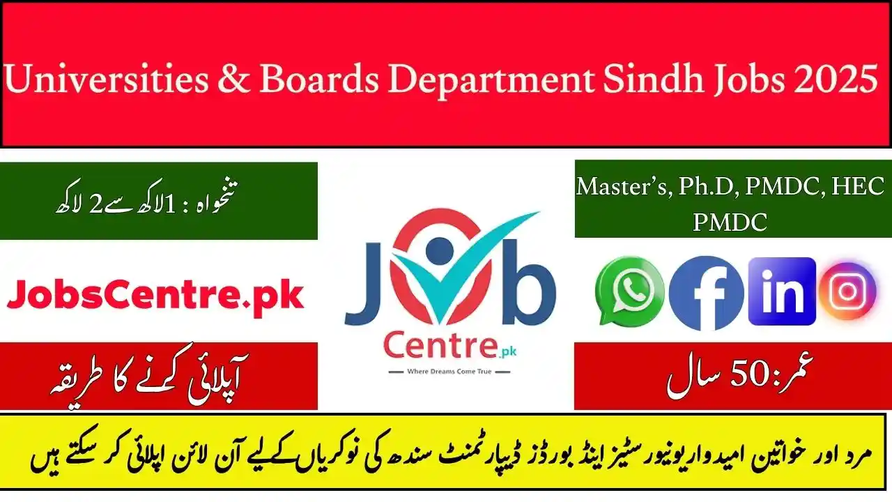 Universities & Boards Department Sindh Jobs August 2025