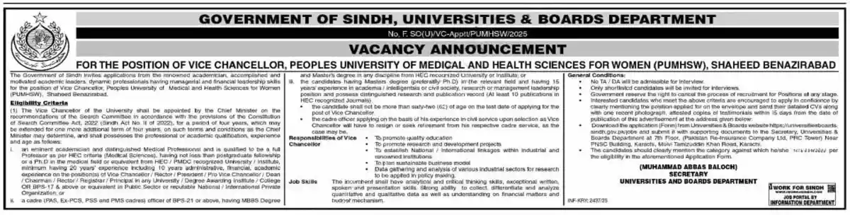 Universities & Boards Department Sindh Jobs August 2025