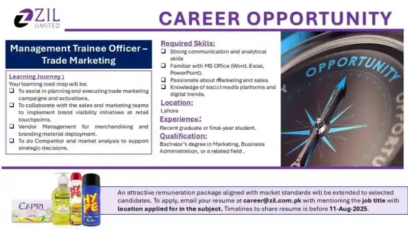 ZIL Limited Jobs MTO Trade Marketing 2025 ad