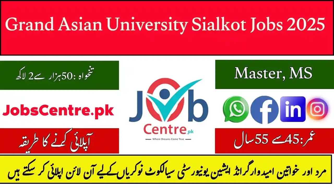 Grand Asian University Sialkot Jobs 2025