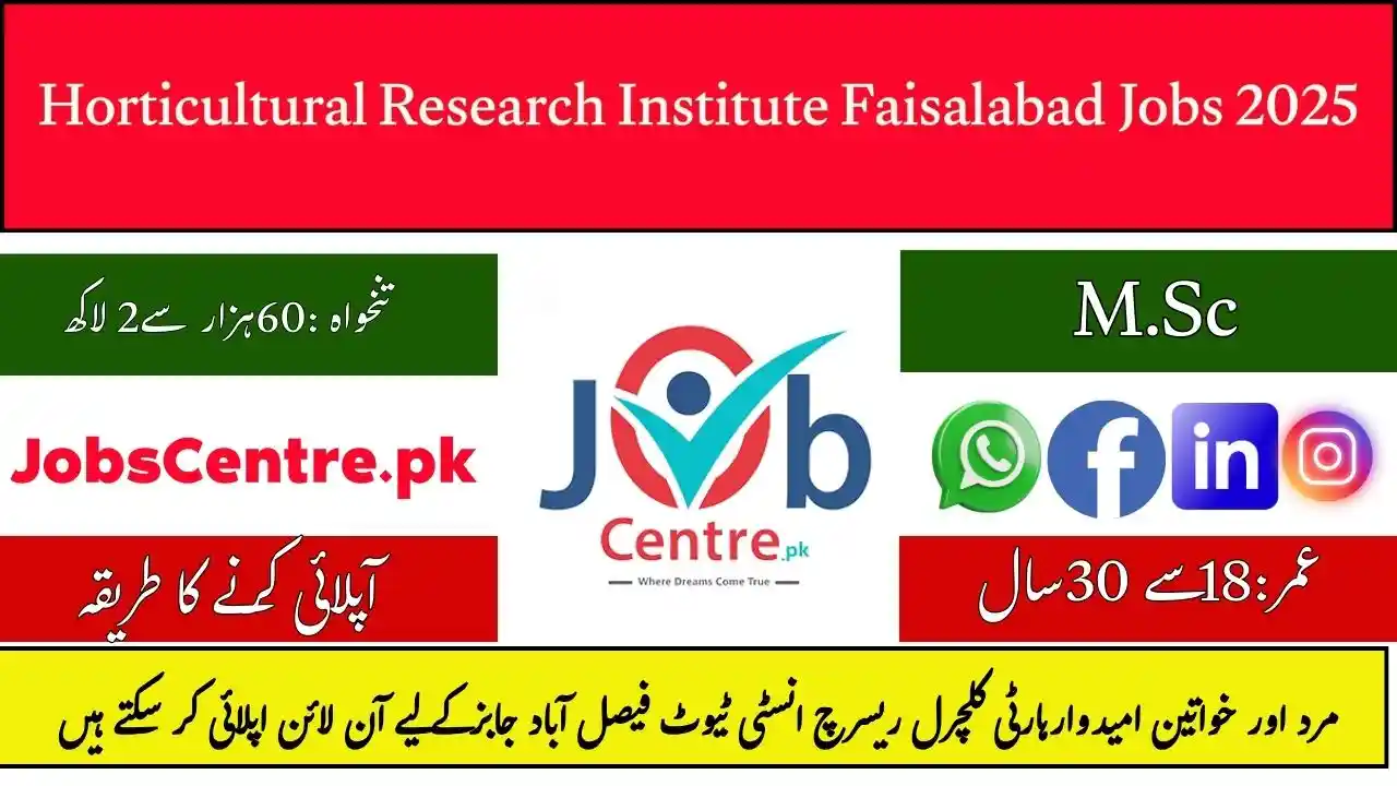 Horticultural Research Institute Faisalabad Jobs 2025