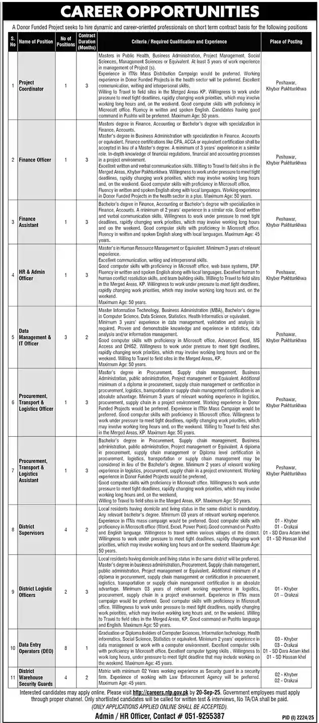 Latest Donor Funded Project Jobs 2025 ad