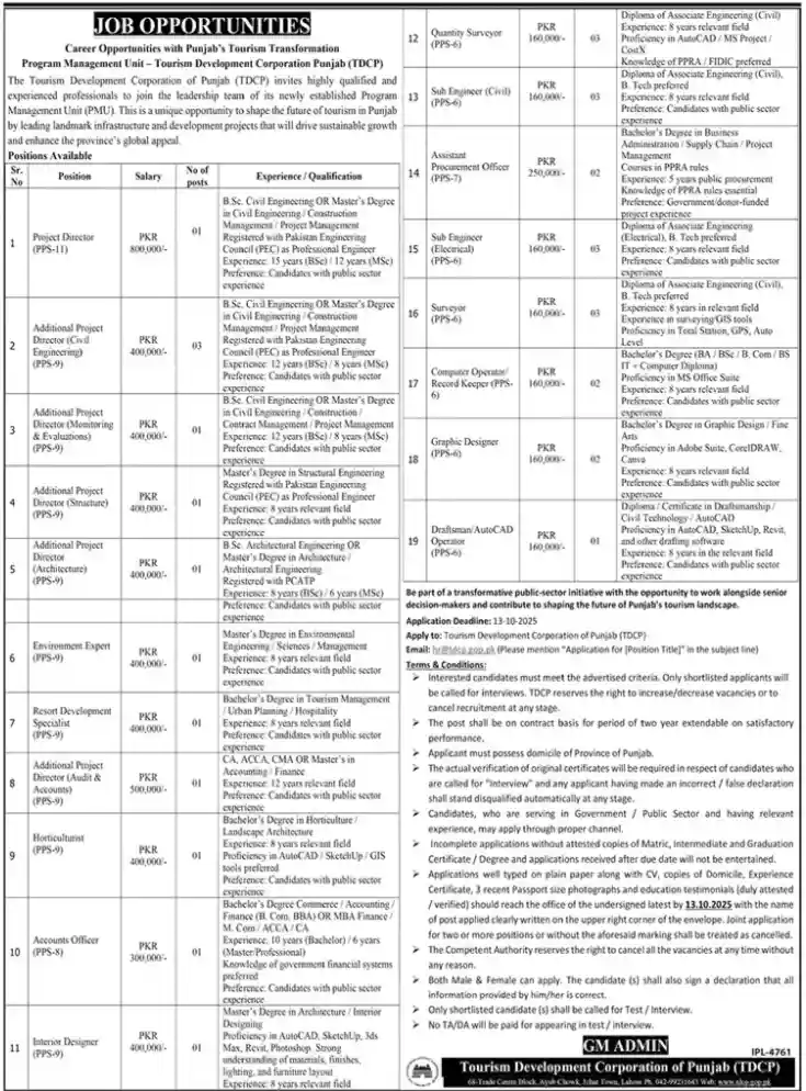 Latest TDCP Jobs 2025 Today Advertisement