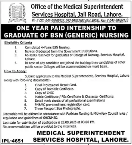 Paid Internship BSN Nursing 2025 ad