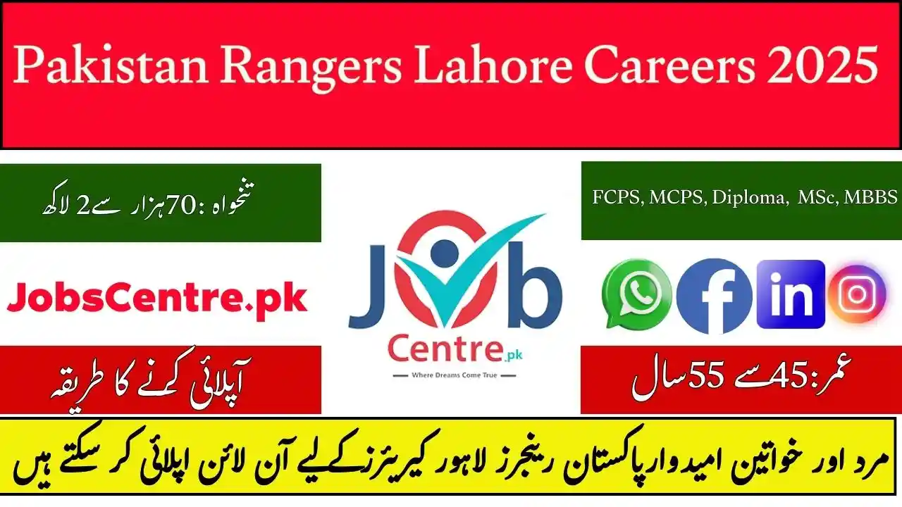 Pakistan Rangers Lahore Careers 2025