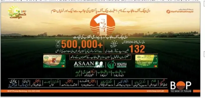 Bank of Punjab Kissan Loan Scheme 2025 ad: