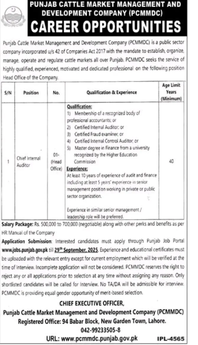 jobs.punjab.gov.pk PCMMDC Jobs 2025 Advertisement
