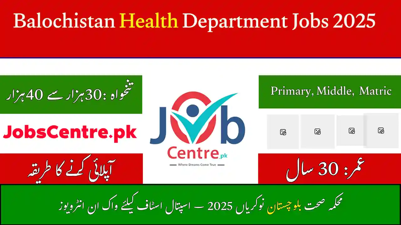 Balochistan Health Department Jobs 2025