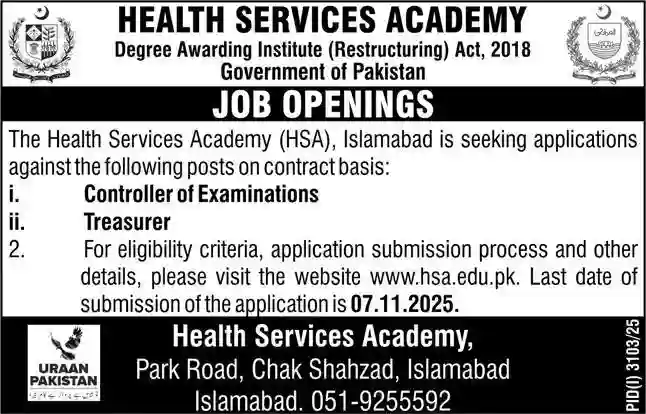 Health Services Academy Jobs 2025 ad