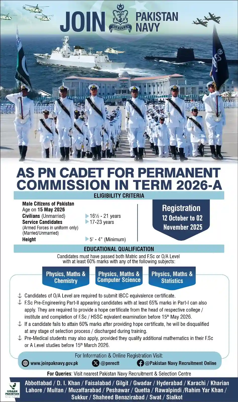 Join Pakistan Navy as PN Cadet Careers 2026-A ad