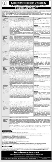 Karachi Metropolitan University Latest Jobs 2025 Advertisement