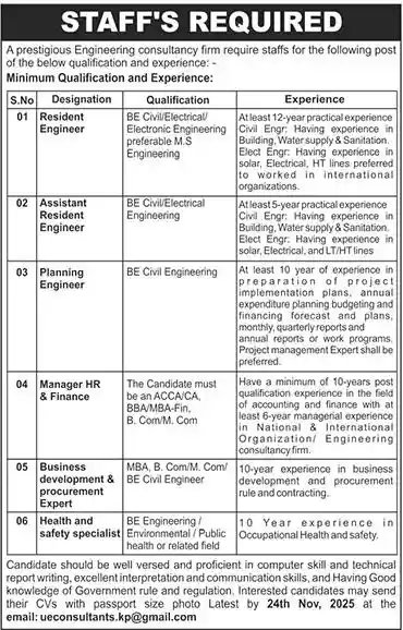 Engineering Consultancy Firm Jobs 2025