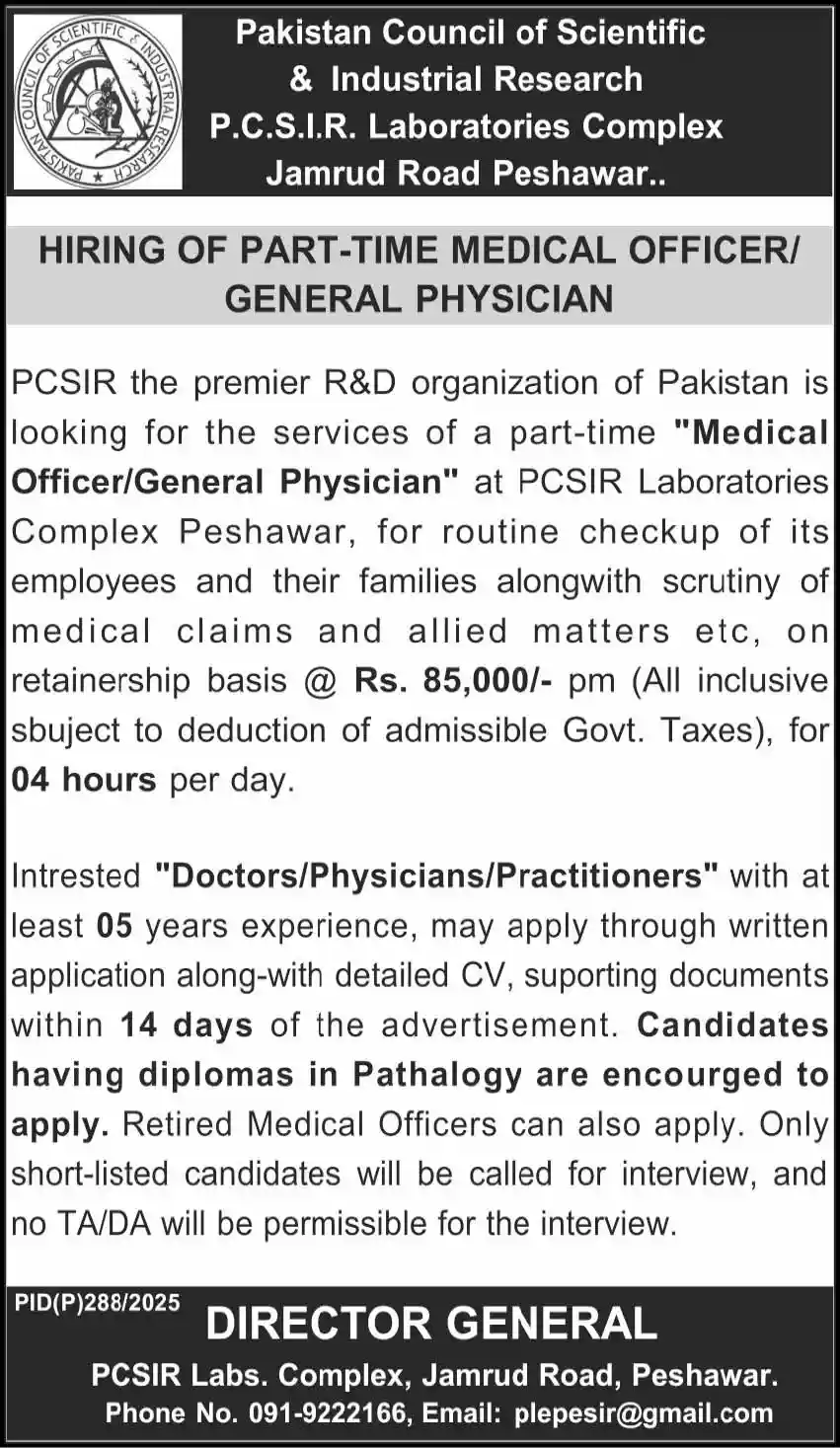 PCSIR Jobs 2025