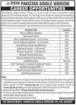 PSW Pakistan Jobs 2025 Advertisement