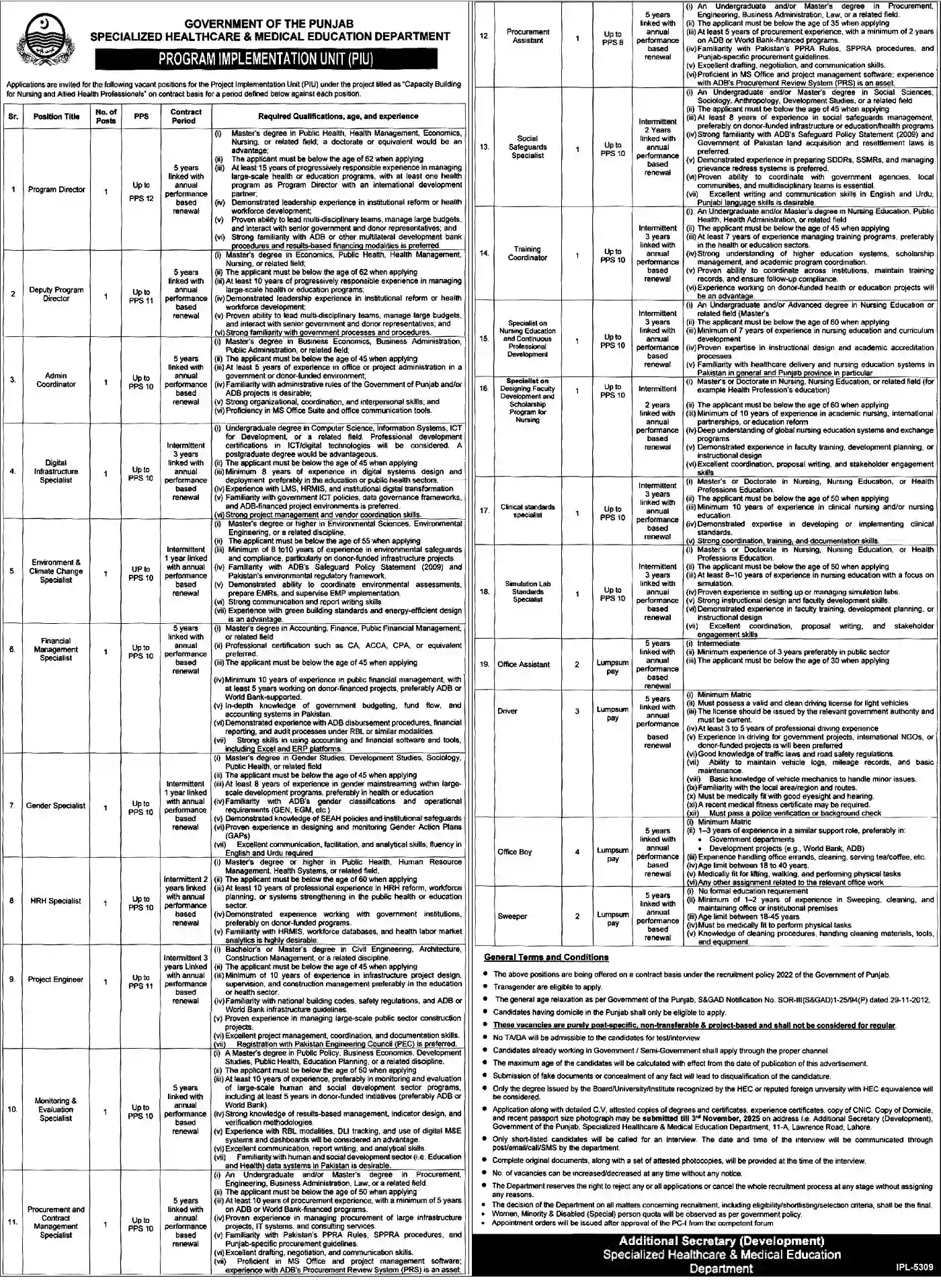 Specialized Healthcare and Medical Education Department Jobs 2025 Today Advertisement