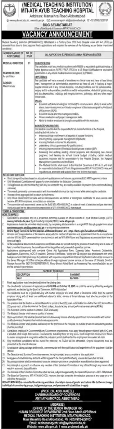 MTI Abbottabad Jobs 2025 Advertisement