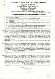 FPSC Consolidated Advertisement No. 52025