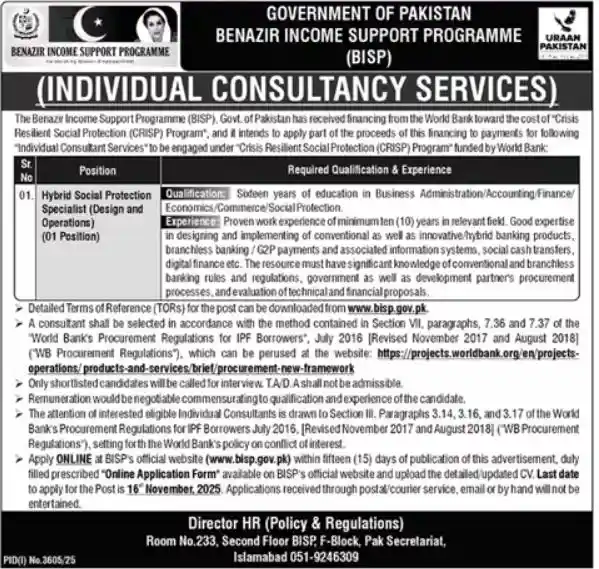 BISP Jobs 2025