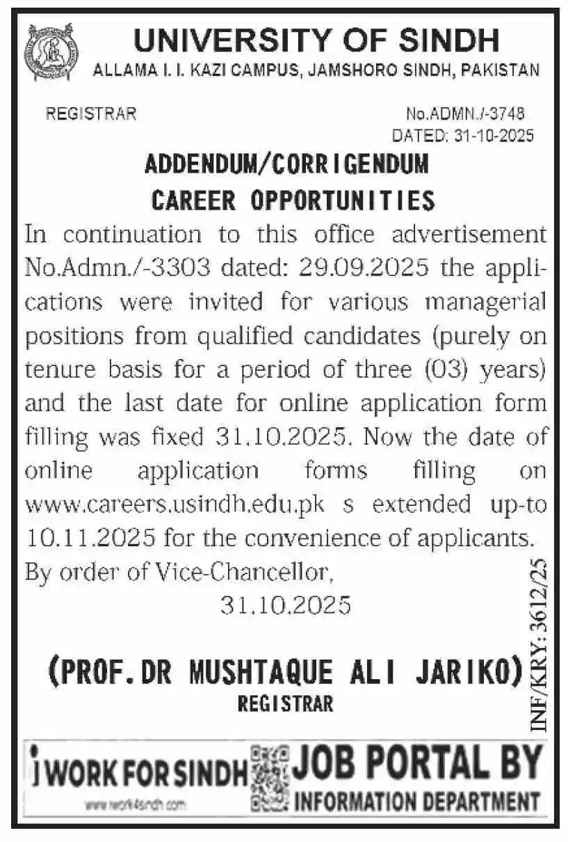 University of Sindh Jobs 2025