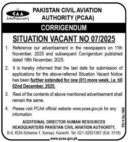 PCAA Jobs Pakistan 2025 Advertisement