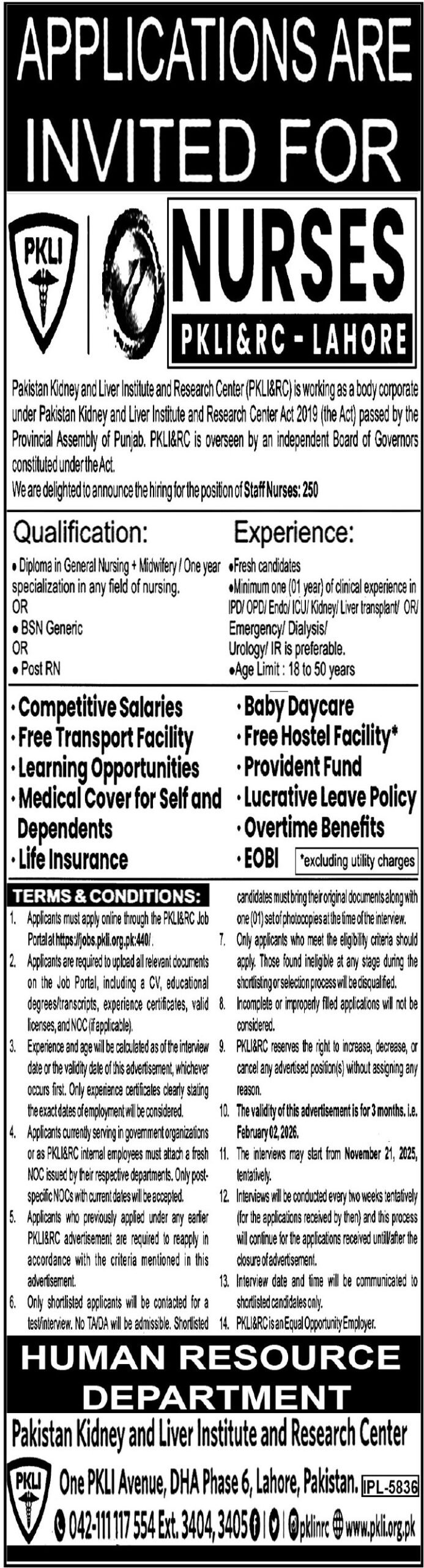 PKLI Staff Nurse Jobs 2025