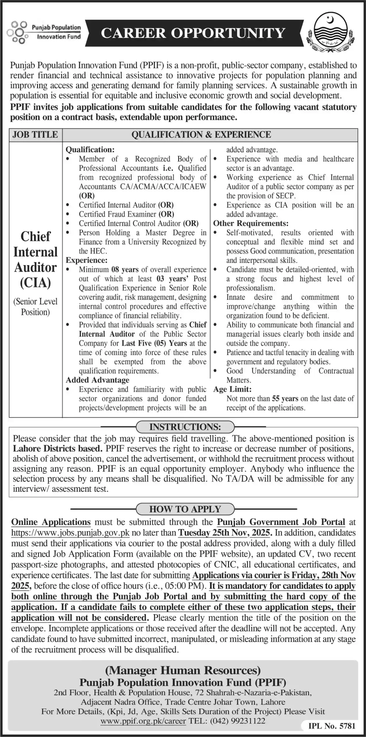 PPIF Careers 2025 Advertisement