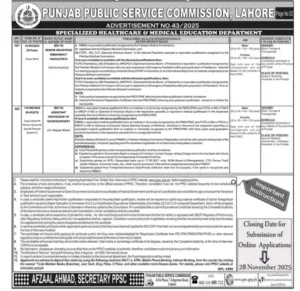 PPSC Teaching Jobs 2025 Advertisement