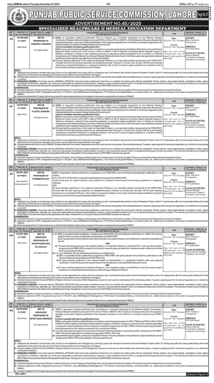 PPSC Salary Breakdown 2025 Advertisement
